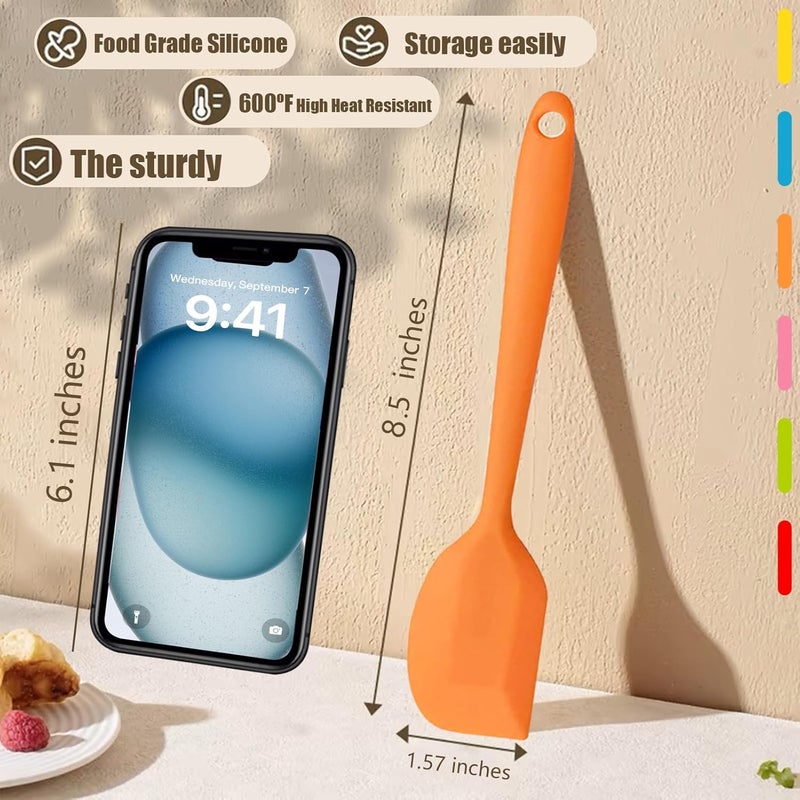 KAKAMINA 8 Pieces Silicone Spatulas,8.5 inch Non-stick with Stainless Steel Core,Heat Resistant-500℉, Food Grade Dishwasher Safe, for Mixing,Cooking,Baking (Mixed color) - Image 3