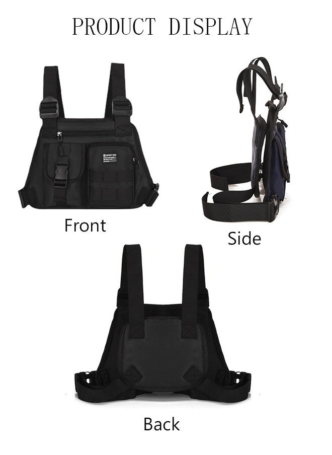 DUNISO Tactical Inspired Sports Utility Chest Pack Chest Bag For Men With Built-In Phone Holder Rig Pouch Vest For Workouts Cycling Hiking Camping  - Image 5