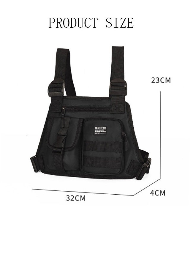 DUNISO Tactical Inspired Sports Utility Chest Pack Chest Bag For Men With Built-In Phone Holder Rig Pouch Vest For Workouts Cycling Hiking Camping  - Image 4