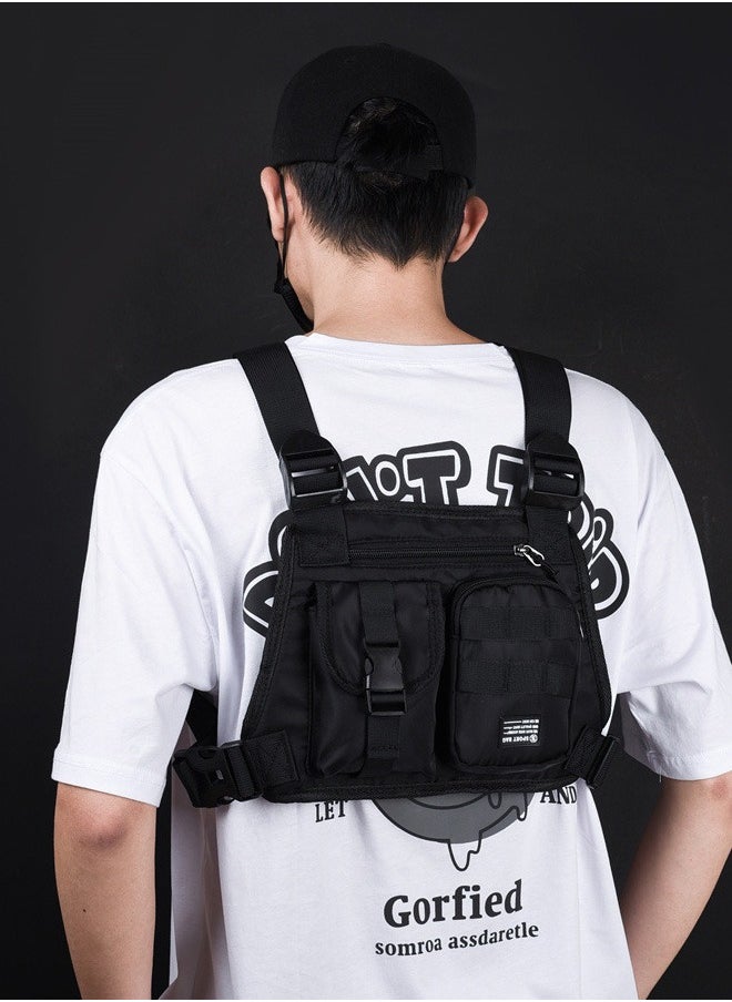DUNISO Tactical Inspired Sports Utility Chest Pack Chest Bag For Men With Built-In Phone Holder Rig Pouch Vest For Workouts Cycling Hiking Camping  - Image 3