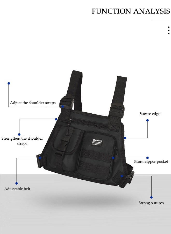 DUNISO Tactical Inspired Sports Utility Chest Pack Chest Bag For Men With Built-In Phone Holder Rig Pouch Vest For Workouts Cycling Hiking Camping - Image 3