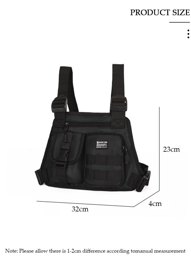 DUNISO Tactical Inspired Sports Utility Chest Pack Chest Bag For Men With Built-In Phone Holder Rig Pouch Vest For Workouts Cycling Hiking Camping - Image 2