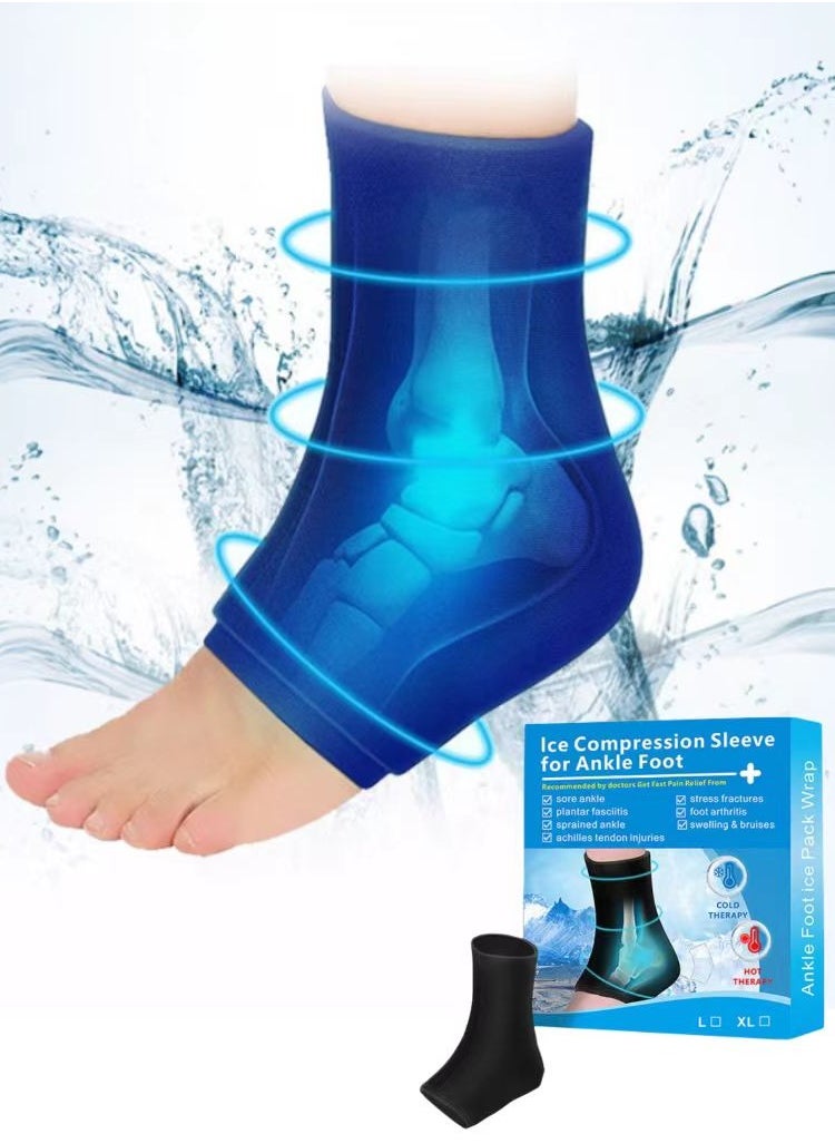 Generic Ankle Foot Gel Ice Pack Wrap for Injuries Hot and Cold Therapies Achilles Tendonitis Plantar Fasciitis Swelling Sprained Post-Surgery Recovery Reusable and Flexible  - Image 1