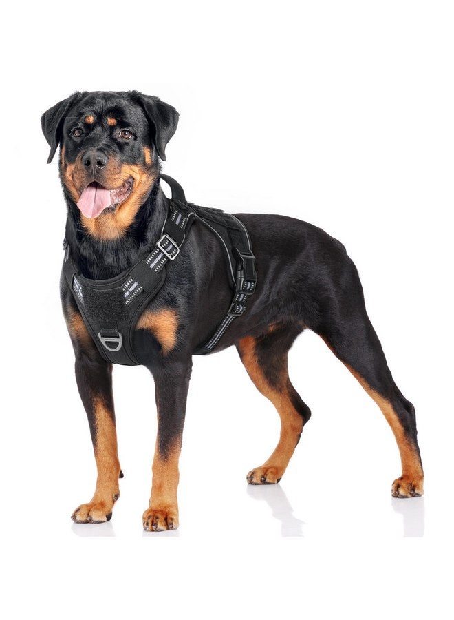 رابيتجو حزام كلاب تكتيكي من rabbitgoo للكلاب الكبيرة، حزام كلاب عسكري بدون سحب مع مقبض وحزام مولي، سترة تدريب الكلاب سهلة التحكم أثناء المشي، حزام تكتيكي عاكس قابل للتعديل للحيوانات الأليفة، أسود، مقاس كبير - Image 1