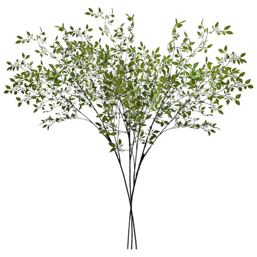 PRTECY 3Pcs Artificial Plant Leaves Bunches 41.7 Inch Nandina Artificial Greenery Stems Plants Branches Faux Green Bushes Shrubs for Vase Bouquets Wedding Floral Arrangement - Image 1