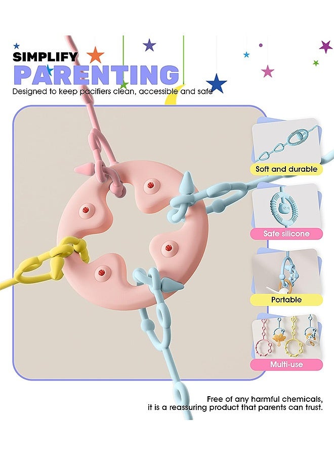 Photon مجموعة من 3 مشابك مصاصة، حامل مصاصة من السيليكون للأولاد والبنات، مشابك ألعاب عضاضة لمقعد السيارة، لعبة عضاضة، كرسي مرتفع، ملحقات عربة الأطفال وما إلى ذلك - Image 3