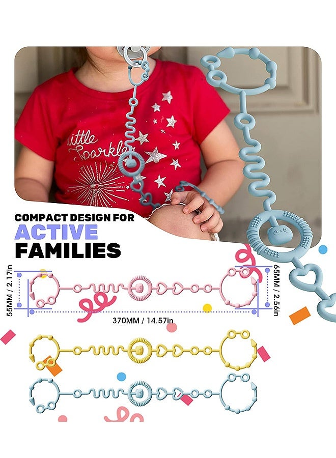 Photon مجموعة من 3 مشابك مصاصة، حامل مصاصة من السيليكون للأولاد والبنات، مشابك ألعاب عضاضة لمقعد السيارة، لعبة عضاضة، كرسي مرتفع، ملحقات عربة الأطفال وما إلى ذلك - Image 2