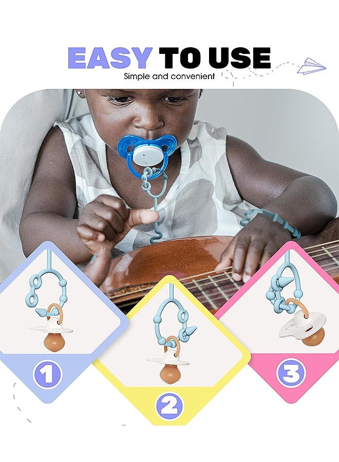 Photon مجموعة من 3 مشابك مصاصة، حامل مصاصة من السيليكون للأولاد والبنات، مشابك ألعاب عضاضة لمقعد السيارة، لعبة عضاضة، كرسي مرتفع، ملحقات عربة الأطفال وما إلى ذلك - Image 5