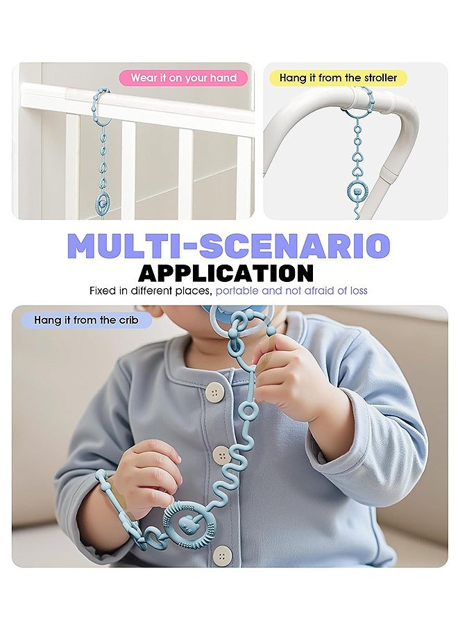 Photon مجموعة من 3 مشابك مصاصة، حامل مصاصة من السيليكون للأولاد والبنات، مشابك ألعاب عضاضة لمقعد السيارة، لعبة عضاضة، كرسي مرتفع، ملحقات عربة الأطفال وما إلى ذلك - Image 4