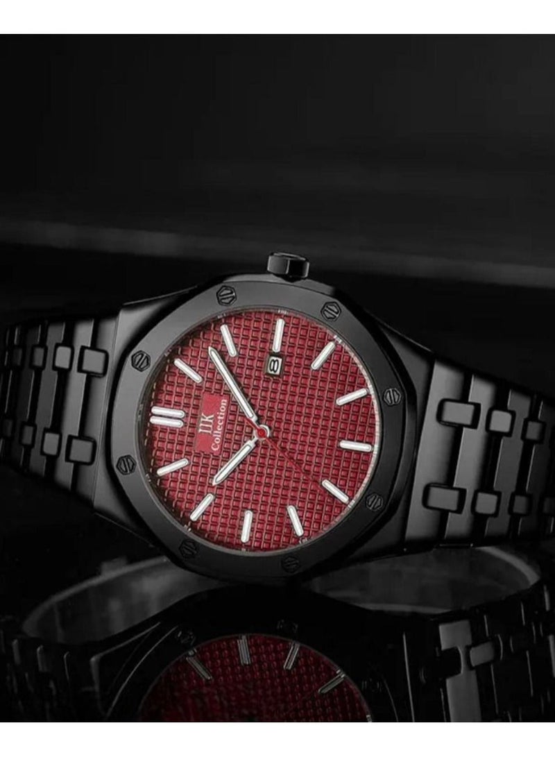 اي اي كيه كوليكشن ساعة يد رجالية من آيكي كوليكشن, سوار أسود مع ميناء أحمر - Image 2