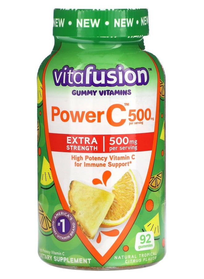 Vitafusion Gummy Vitamins Power C Extra Strength Tropical Citrus 500 mg 92 Gummies (125 mg per Gummy) 