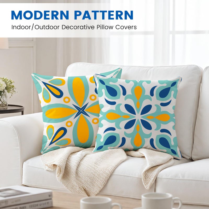coclothy Outdoor Pillow Covers - 4 Pack Outdoor Pillow Covers 18x18 Waterproof PillowCovers for Patio Furniture Decorative Pillowcases - Image 2