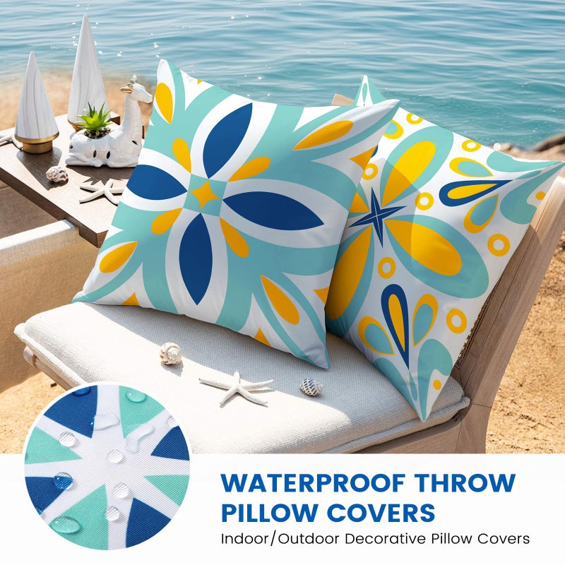 coclothy Outdoor Pillow Covers - 4 Pack Outdoor Pillow Covers 18x18 Waterproof PillowCovers for Patio Furniture Decorative Pillowcases - Image 5