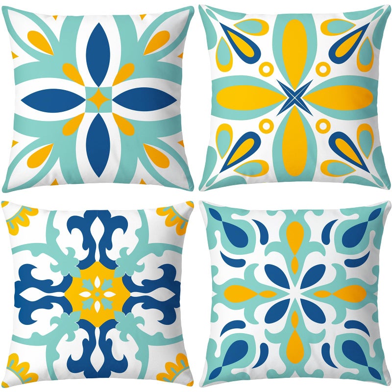 coclothy Outdoor Pillow Covers - 4 Pack Outdoor Pillow Covers 18x18 Waterproof PillowCovers for Patio Furniture Decorative Pillowcases - Image 1