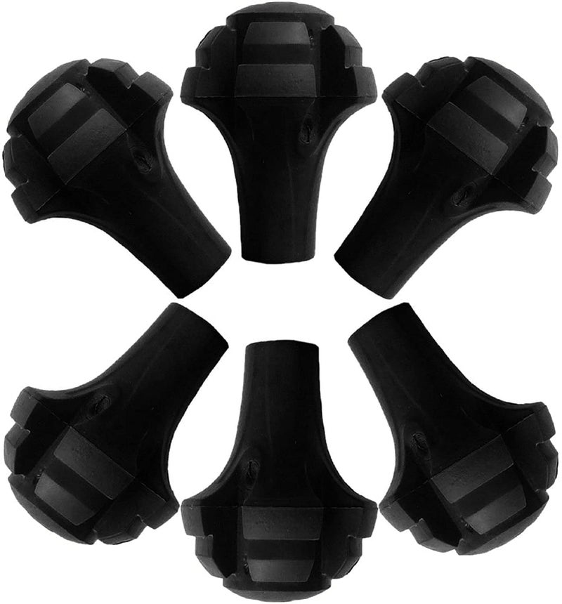 Monfasye Trekking Poles Tips, Rubber Hiking Sticks End Caps Protectors Replacement Accessorie Fit Most Hiking Trekking Walking Canes (6 Pieces) - Image 1