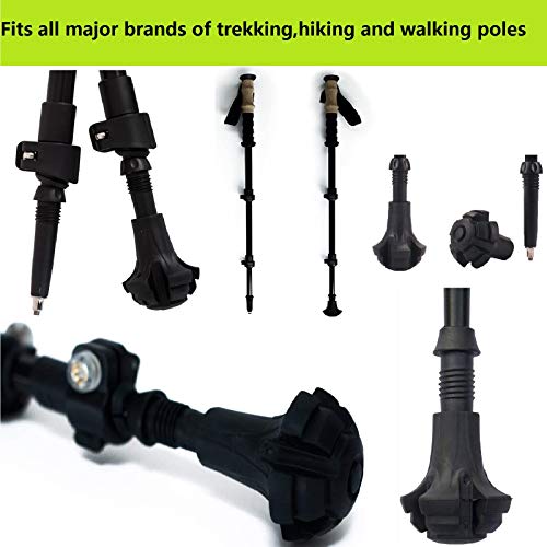 Monfasye Trekking Poles Tips, Rubber Hiking Sticks End Caps Protectors Replacement Accessorie Fit Most Hiking Trekking Walking Canes (6 Pieces) - Image 5