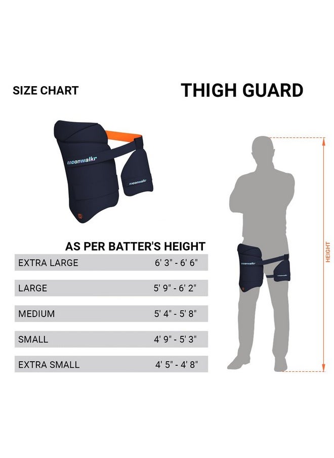 Moonwalkr Thigh Guard 2.0 Protective Gear For Batter’S Height (4’9”- 5’3”) Cricket Thigh Pad Cricket Accessories & Equipment Safeguarding Both Your Outer And Inner Thighs Blue (Small, Left Hand)  - Image 3