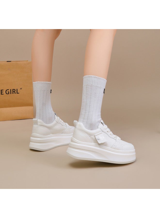 SAFIYA Cm Height】saturday's Women's White Sneakers, 2025 Spring New Versatile Chunky Sole Platform Shoes - Image 3