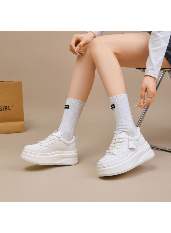 SAFIYA Cm Height】saturday's Women's White Sneakers, 2025 Spring New Versatile Chunky Sole Platform Shoes - Image 2