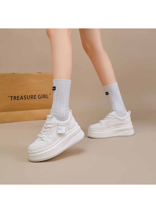 SAFIYA Cm Height】saturday's Women's White Sneakers, 2025 Spring New Versatile Chunky Sole Platform Shoes - Image 5