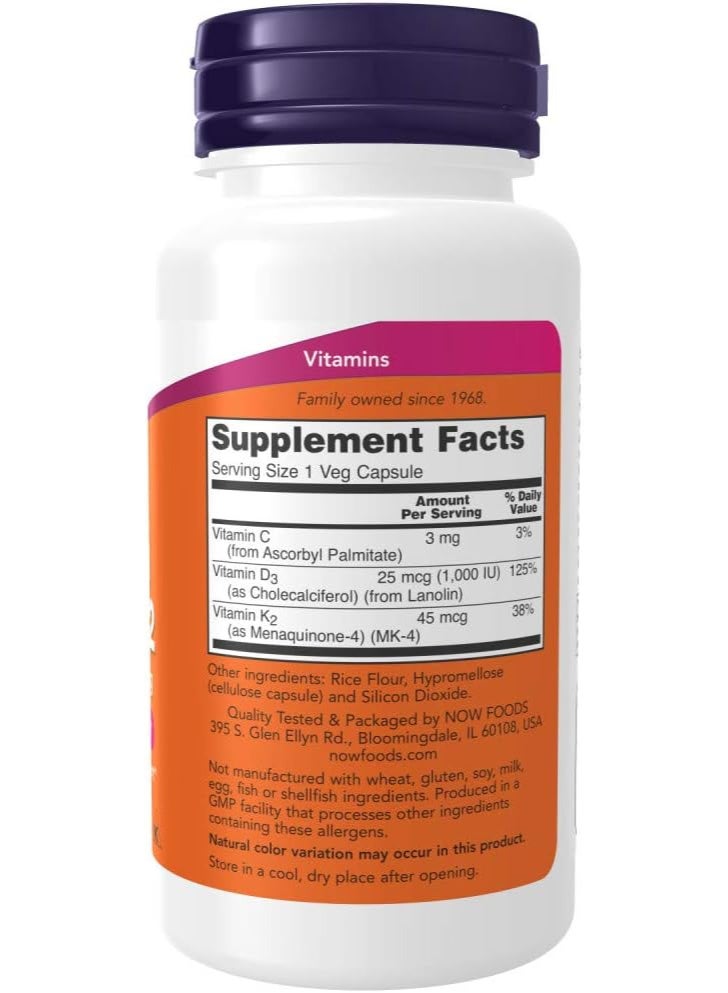 now Vitamin D-3 & K-2, 120 Vegetable Capsule (2 Pack) - Image 2