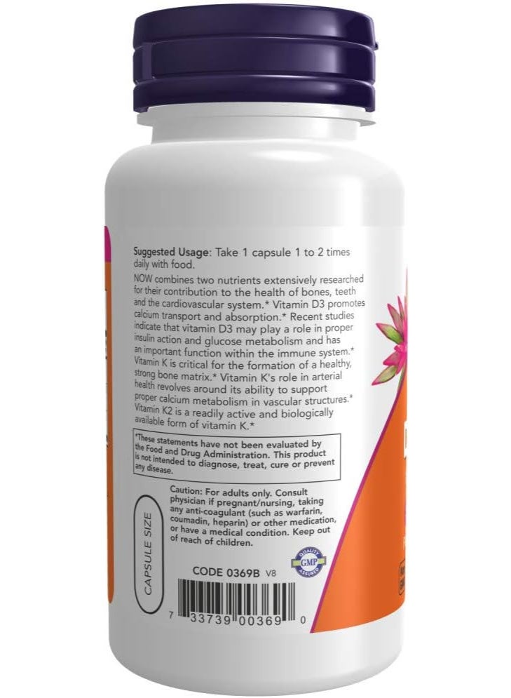 now Vitamin D-3 & K-2, 120 Vegetable Capsule (2 Pack) - Image 3