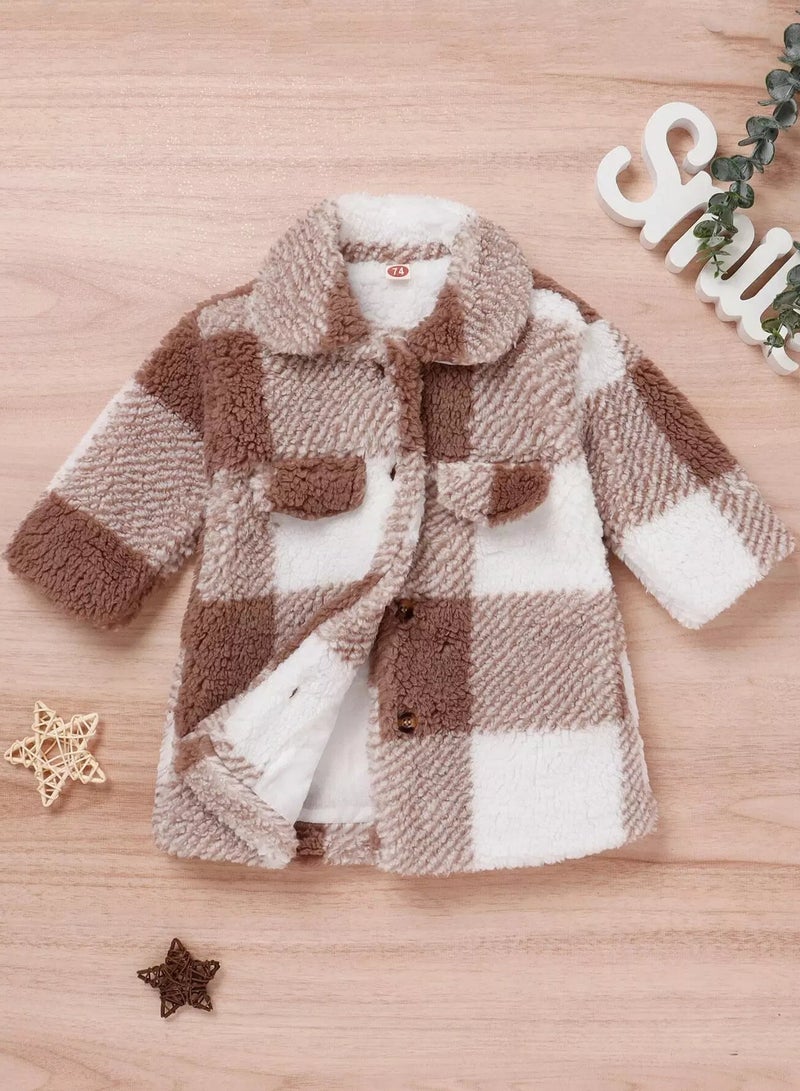 Baby Plaid Print Flap Pocket Teddy Coat  - Image 3