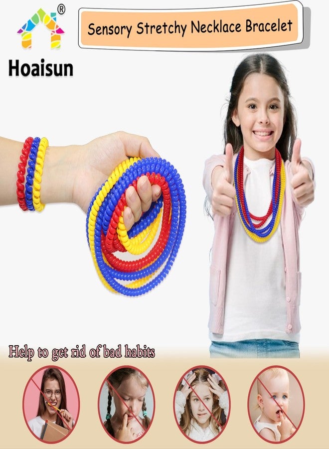 Hoaisun Chew Necklaces for Sensory Kids, 12 Pack Stretchy Coil Toddler Bracelets Chewy Necklace Sensory Toys for Kids with Autism, ADHD, Biting, Teething Needs, Autism Fidget Toys Reduce Stress and Anxiety - Image 3
