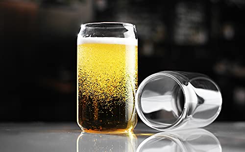KELVEE Drinking Glasses with Glass Straw Set of 2 500ml Beer Glasses Can Shaped Glass Cups Tumbler for Cold Coffee Smoothies Juice Soda Any Drink and Any Occasion 2 - Image 5