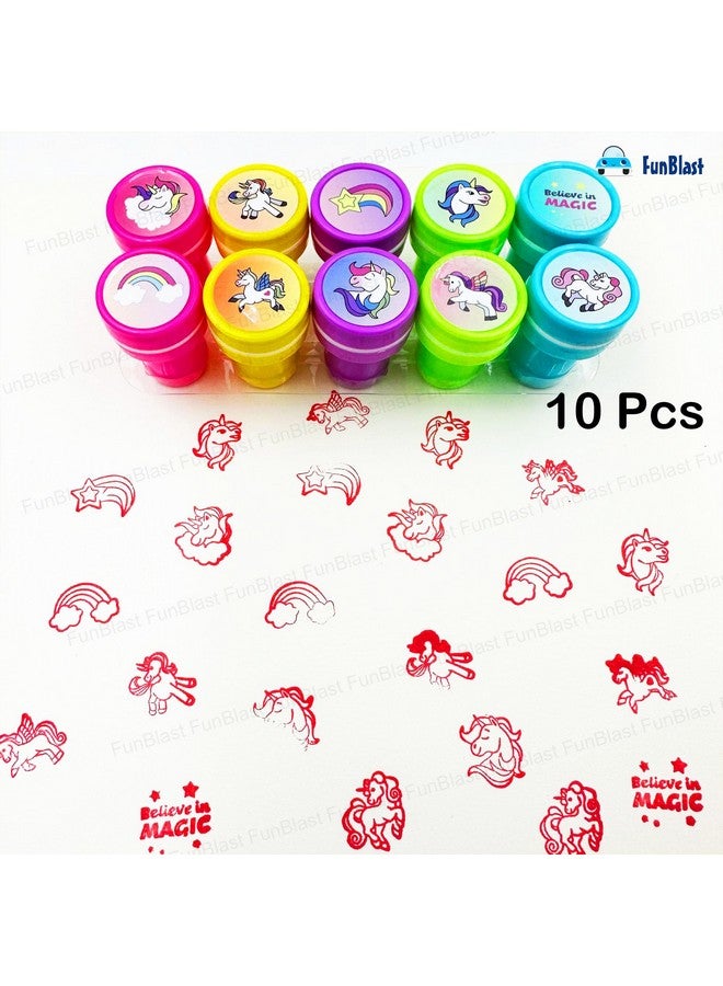 فنبلاست طوابع فن بلاست يونيكورن للأطفال - ختم قصاصات يونيكورن، ألعاب تعليمية، لوازم مدرسية فنية وحرفية، مجموعة تلوين وختم للأطفال من سن 3 سنوات فما فوق، بنات وأولاد (عبوة من 10 قطع) - Image 5
