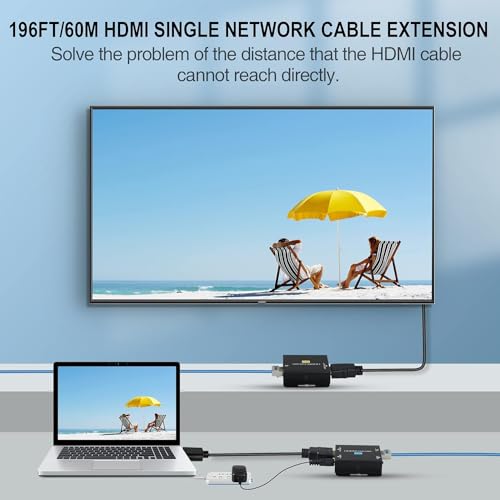 avedio links 196ft/60m HDMI Extender Over Cat 5e/6/7, 1080P HDMI Ethernet Extender Balun Adapter with Single POC Power Supply, Support 3D, EDID, Deep Color, Compatible with DVD, Fire Stick, Roku, PS5 - Image 3
