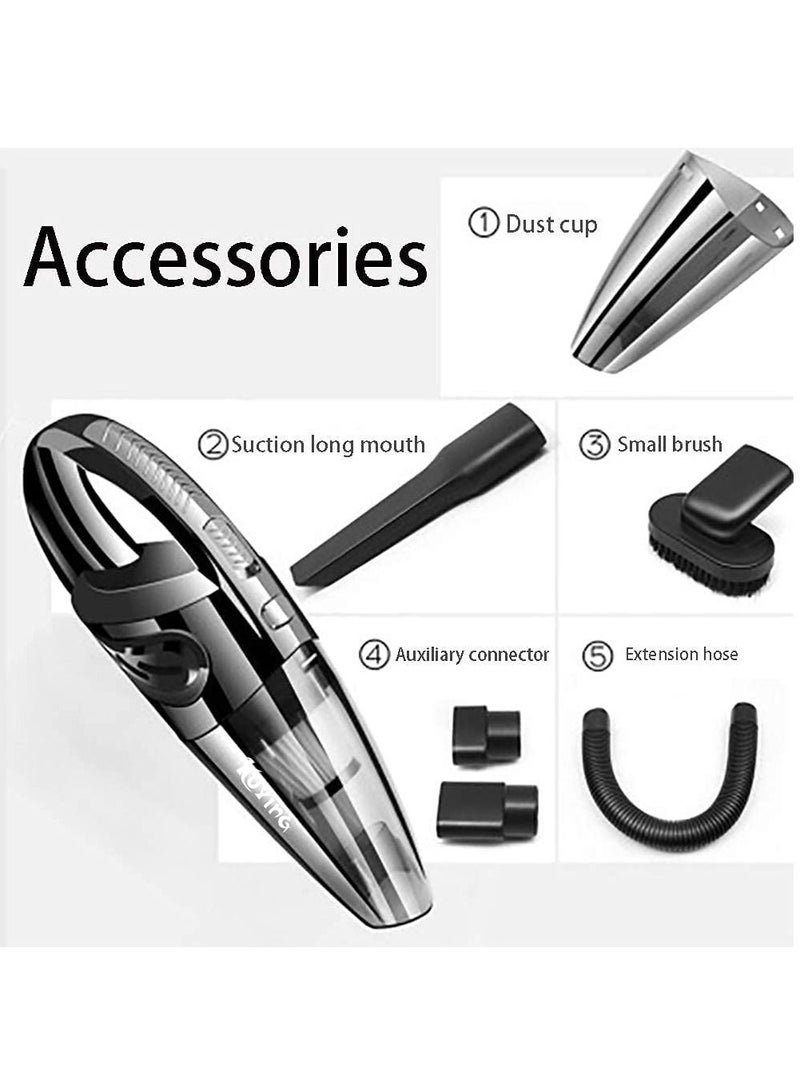 مكنسة كهربائية محمولة لاسلكية تعمل بالبطارية قابلة لإعادة الشحن وتقنية الشحن السريع، وفلتر صغير محمول قابل للغسل بالماء مع شفط إعصاري قوي - Image 2