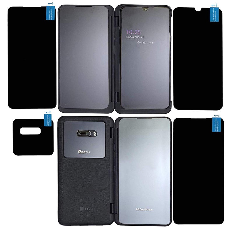 FCS Anti Shock Armor Impossible Flexible Screen Protector Guard 4 Pc. Set Front, Main Screen, Secondary Display and Camera Protection for LG G8x ThinQ Dual Screen (Transparent, Matte, 1) - Image 1