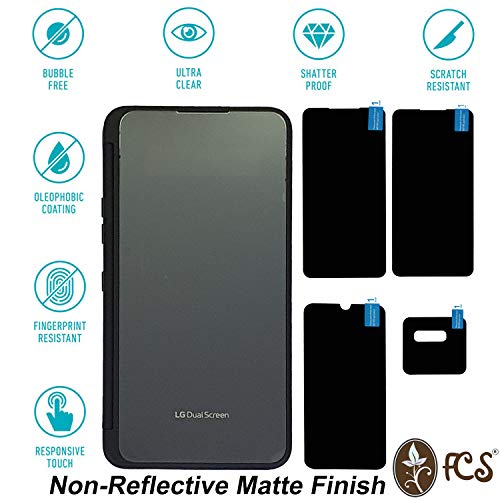 FCS Anti Shock Armor Impossible Flexible Screen Protector Guard 4 Pc. Set Front, Main Screen, Secondary Display and Camera Protection for LG G8x ThinQ Dual Screen (Transparent, Matte, 1) - Image 2