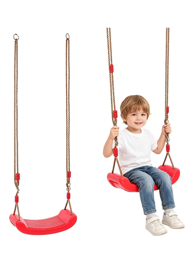 Tree Swing Seat, Outdoor Kids Swing Seat, 220 lbs Hanging Plastic Tree Seat with Adjustable 5.8 ft Rope, Sturdy Non Slip Swingset, Easy to Install - Image 1
