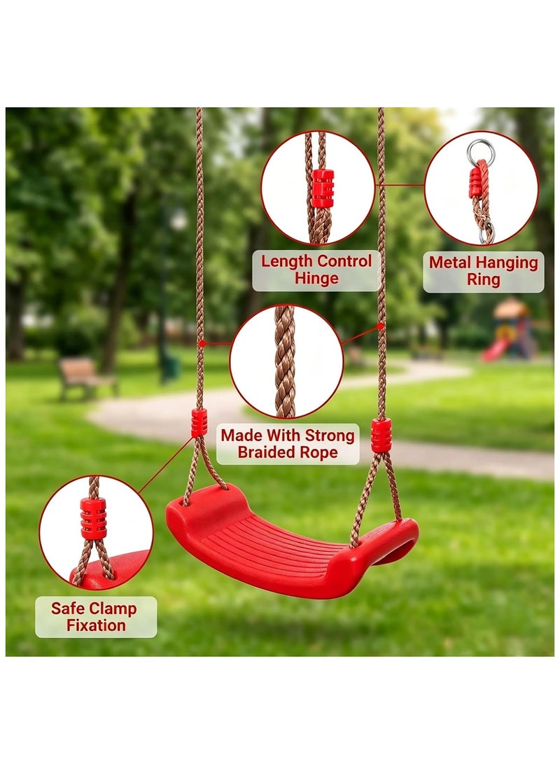 Tree Swing Seat, Outdoor Kids Swing Seat, 220 lbs Hanging Plastic Tree Seat with Adjustable 5.8 ft Rope, Sturdy Non Slip Swingset, Easy to Install - Image 4