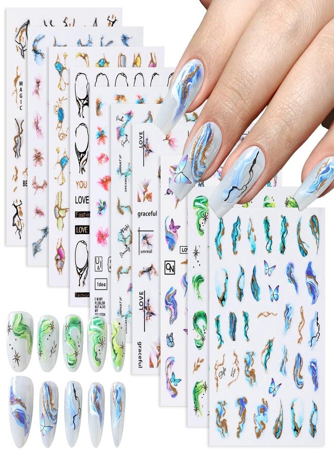 SILPECWEE 3D Nail Art Stickers Gold Marble Spots Wave Design Self-Adhesive Nail Decals Sticker for Nail Decoration DIY Craft Accessories - Image 1