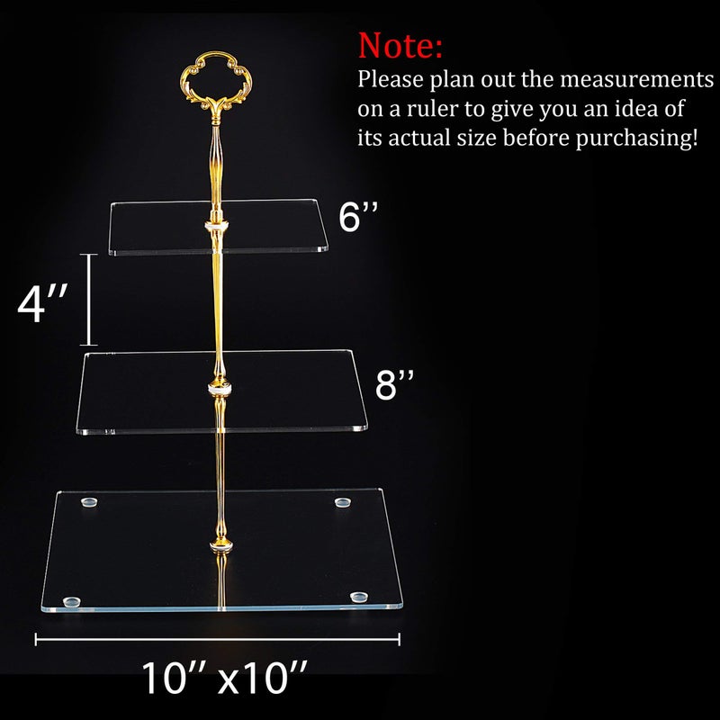 Jusalpha 3 Tier Acrylic Square Cupcake Stand  Dessert Display Tower (Gold Version 2  1) 3Sg-V2 - Image 3