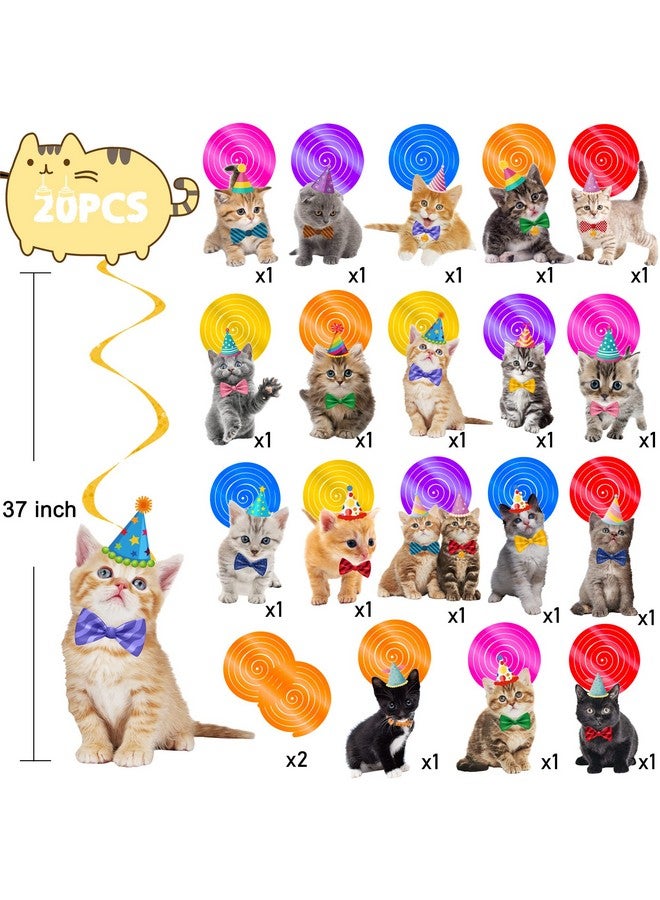 umoni 20Pcs Cat Hanging Swirls Decorations Cat Kitten Birthday Party Decorations Baby Cat Swirl Decorations for Cat Lover Kids Pet Cat Theme Birthday Party Pet Adoption Party Supplies - Image 3