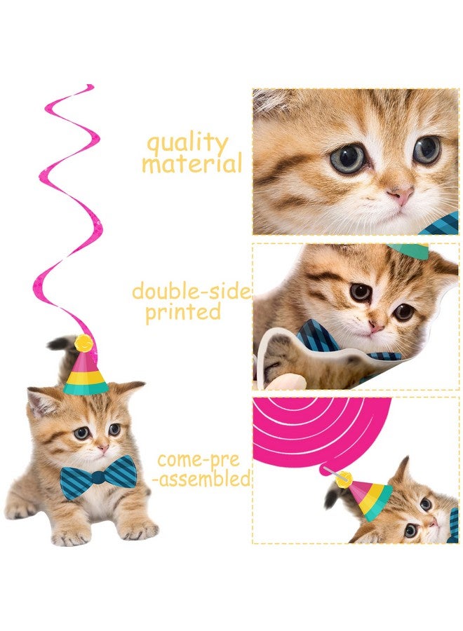 umoni 20Pcs Cat Hanging Swirls Decorations Cat Kitten Birthday Party Decorations Baby Cat Swirl Decorations for Cat Lover Kids Pet Cat Theme Birthday Party Pet Adoption Party Supplies - Image 4