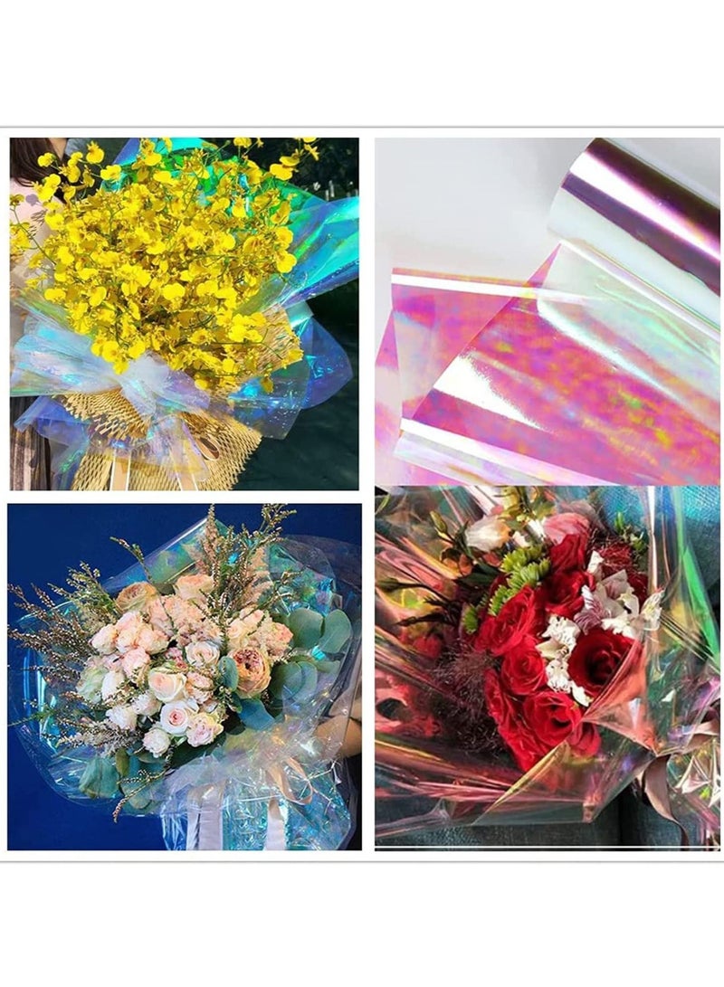 SYOSI Clear Cellophane Wrap Roll Iridescent Film Laser Rainbow Flower Gift Wrapping Paper Gifts Baskets Arts Crafts Treats for DIY Decoration Supplies - Image 4
