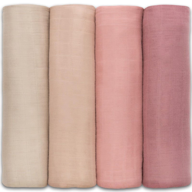 Comfy Cubs Muslin Swaddle Blankets Neutral Receiving Blanket Swaddling, Wrap for Boys and Girls, Baby Essentials, Registry & Gift (Cream, Blush, Bold Blush, Mauve) - Image 1