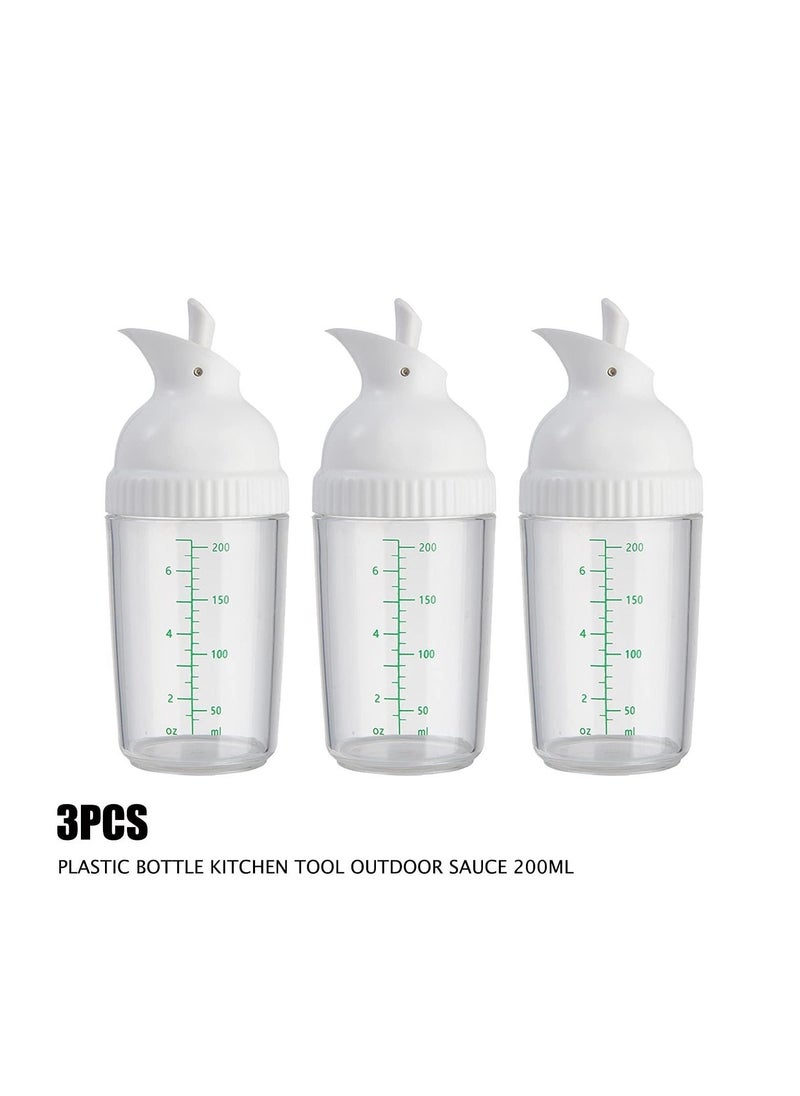Generic - 200ml Salad Dressing Container, Shakers, Large Opening and Scale Design,Good Grip Sauce Bottles,Salad Bottles for Kitchen, Seasonings Mixing/Storing Oil,Vinegar,Lemon Juice 3 Pcs (White) - Image 1