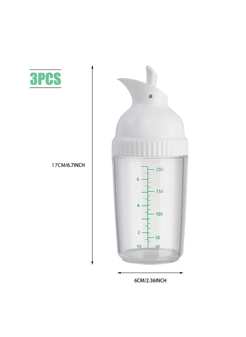Generic - 200ml Salad Dressing Container, Shakers, Large Opening and Scale Design,Good Grip Sauce Bottles,Salad Bottles for Kitchen, Seasonings Mixing/Storing Oil,Vinegar,Lemon Juice 3 Pcs (White) - Image 1