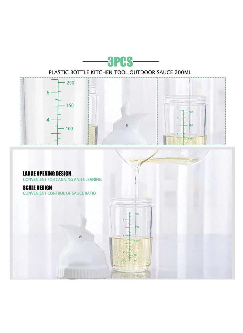 Generic - 200ml Salad Dressing Container, Shakers, Large Opening and Scale Design,Good Grip Sauce Bottles,Salad Bottles for Kitchen, Seasonings Mixing/Storing Oil,Vinegar,Lemon Juice 3 Pcs (White) - Image 1