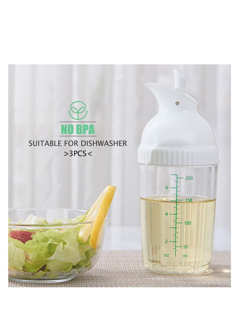 Generic - 200ml Salad Dressing Container, Shakers, Large Opening and Scale Design,Good Grip Sauce Bottles,Salad Bottles for Kitchen, Seasonings Mixing/Storing Oil,Vinegar,Lemon Juice 3 Pcs (White) - Image 1