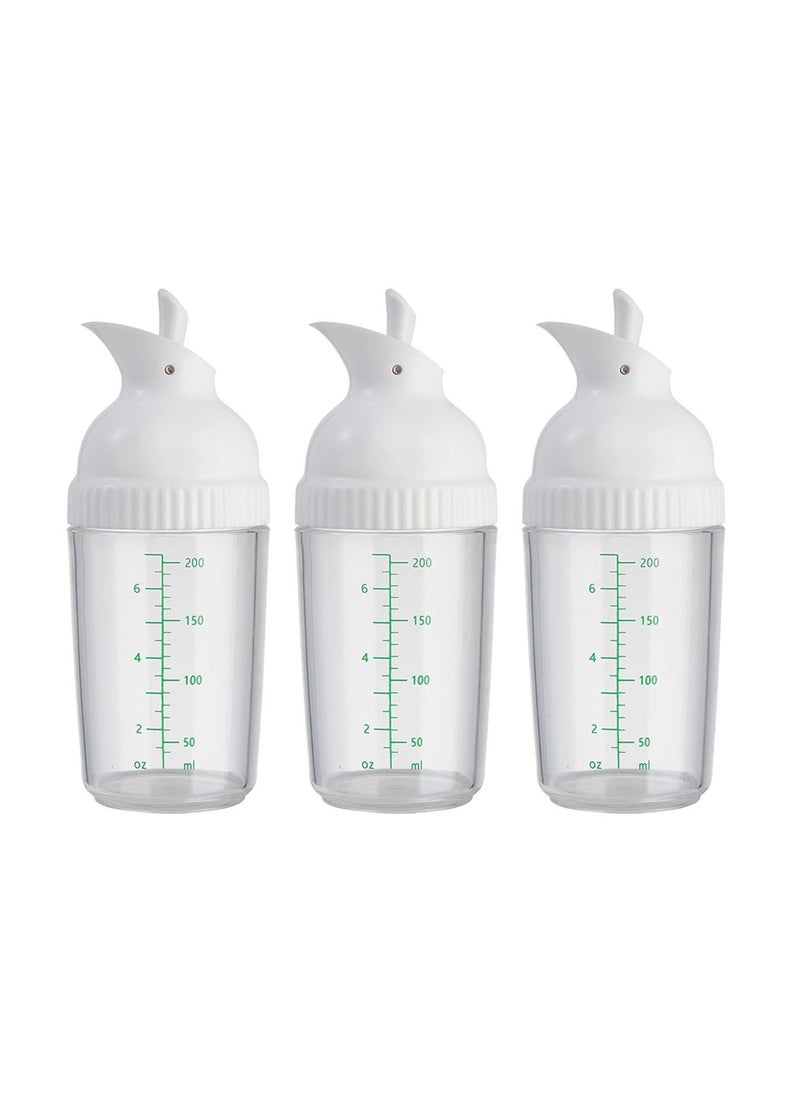 Generic - 200ml Salad Dressing Container, Shakers, Large Opening and Scale Design,Good Grip Sauce Bottles,Salad Bottles for Kitchen, Seasonings Mixing/Storing Oil,Vinegar,Lemon Juice 3 Pcs (White) - Image 1