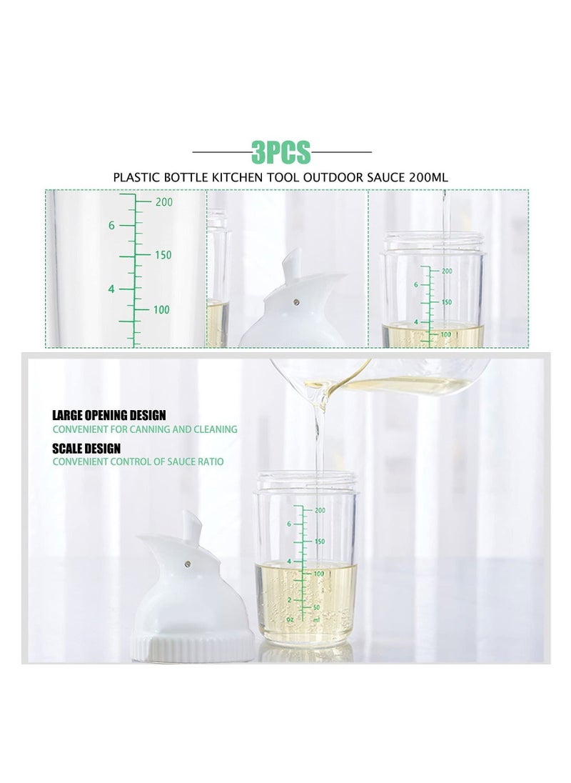 Generic - 200ml Salad Dressing Container, Shakers, Large Opening and Scale Design,Good Grip Sauce Bottles,Salad Bottles for Kitchen, Seasonings Mixing/Storing Oil,Vinegar,Lemon Juice 3 Pcs (White) - Image 1