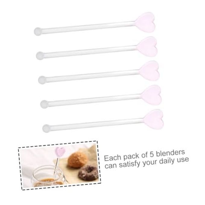DOITOOL 5pcs Glass Coffee Stirrers Beverage Stir Sticks, Stirring Rod Swizzle Sticks with Decorative Heart Top for Mixing Cocktail, Whiskey, Hot Cocoa, Creamer, Fruit Juice - Image 3