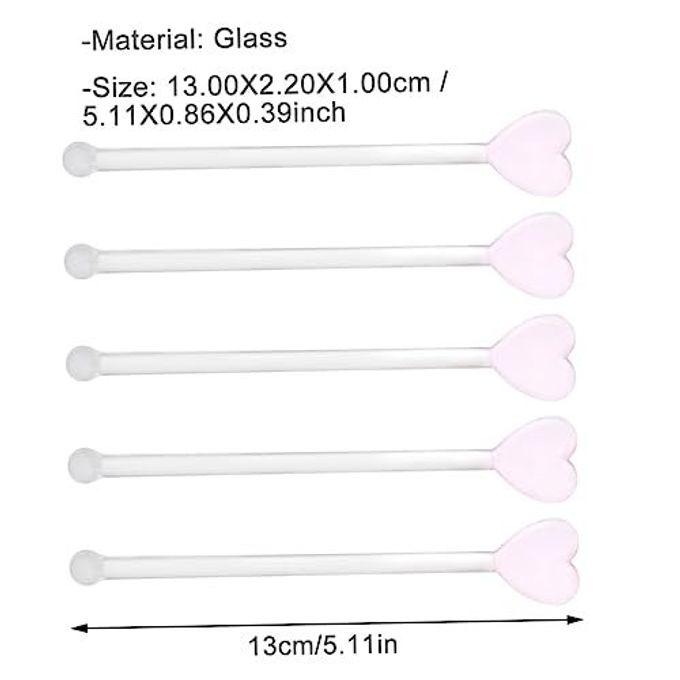 DOITOOL 5pcs Glass Coffee Stirrers Beverage Stir Sticks, Stirring Rod Swizzle Sticks with Decorative Heart Top for Mixing Cocktail, Whiskey, Hot Cocoa, Creamer, Fruit Juice - Image 5